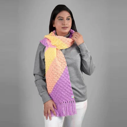 Corner to Corner Pastel Scarf with tassels - 3332